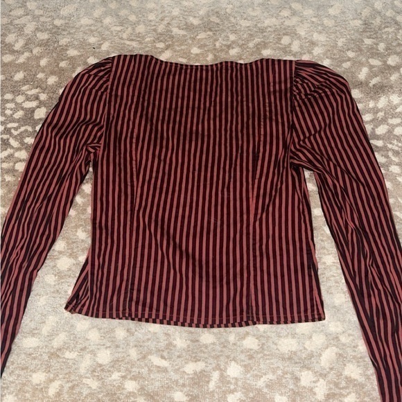 Free People Caroline Red & Black‎ Stripe Long Sleeve Top - Picture 10 of 11